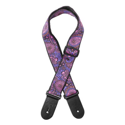 Stagg SWO-PSLY 1 PNK Woven nylon guitar strap with pink paisley pattern 1