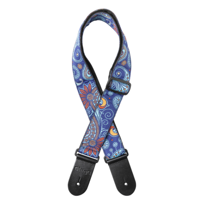 Stagg SWO-PSLY 2 BLU Woven nylon guitar strap with dark blue/blue paisley pattern 2