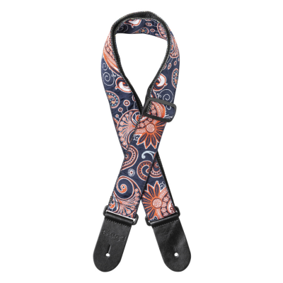 Stagg SWO-PSLY 2 RED Woven nylon guitar strap with red/blue paisley pattern 2