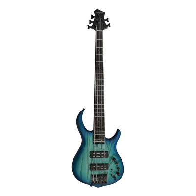 Sire Basses M5+ S5/TBL M5 Series Marcus Miller swamp ash guitare basse active 5 cordes bleu transparent