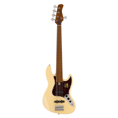 Sire Basses V5 A5F/VWH V5 Series Marcus Miller Guitare basse passive 5 cordes en aulne fretless vintage blanc
