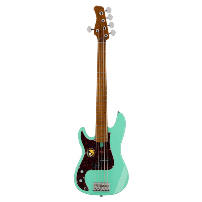Sire Basses P5 A5L/MLG P5 Series Marcus Miller lefty alder 5-string passive bass guitar mild green
