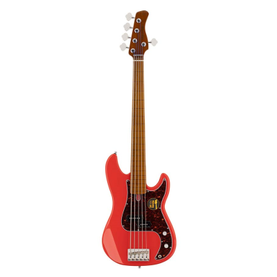 Sire Basses P5 A5F/DRD P5 Series Marcus Miller Guitare basse passive 5 cordes en aulne fretless rouge dakota