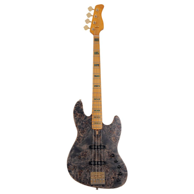 Sire Basses V10 4/TBKS V10 Series Marcus Miller swamp ash + poplar burl 4-string active bass guitar, transparent black satin, with hardcase