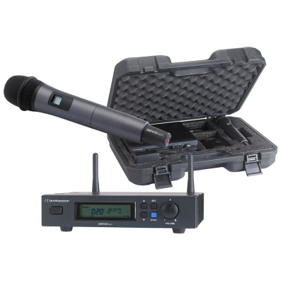 Audiophony PACK-UHF410-Hand-F8 Set inclusief een UHF True Diversity ontvanger en een handmicrofoon in een transportkoffer - 800MHz