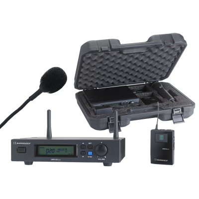 Audiophony PACK-UHF410-Lava-F8 Set inclusief een UHF True Diversity ontvanger + een bodypack en een Lavalier-microfoon in een transportkoffer - 800MHz