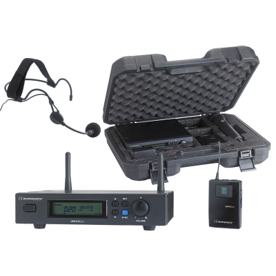 Audiophony PACK-UHF410-Head-F8 Set including a UHF True Diversity receiver + bodypack and a headband microphone in their transport case - 800MHz range