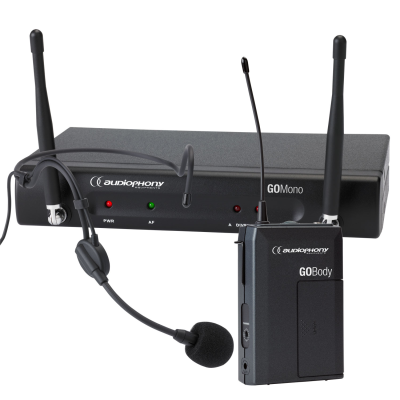 Audiophony Pack GO-Head-F8 1 GOMono receiver + 1 GOBody bodypack transmitter + 1 headband GOHead microphone - 800MHz