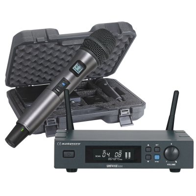 Audiophony PACK-UHF410-Hand-F5 UHF receiver pack with hand microphone and case - 500MHz range
