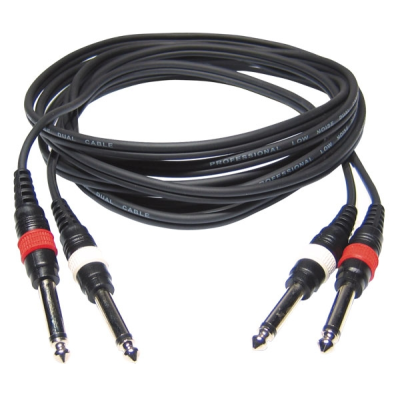 Hilec FL-22/6 2x 4mm - 2x Male mono Jack / 2x Male mono Jack line cable - 6m
