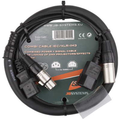 Hilec COMBI CABLE IEC/XLR-1M3 Power IEC + 3pin DMX cable - 1.3m