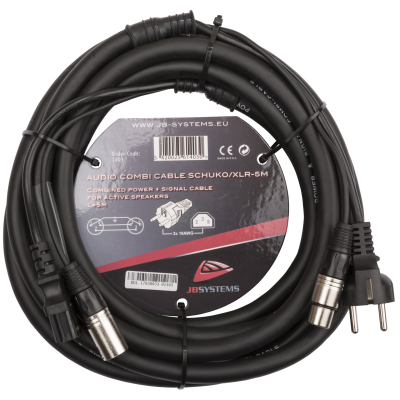 Hilec AUDIO COMBI CABLE SCHUKO/XLR-5M Power and signal combined in one 5m cable : Schuko, IEC and 3pin XLR