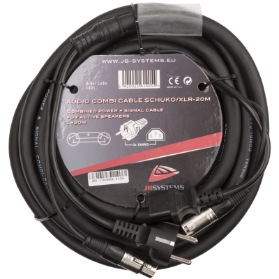 Hilec AUDIO COMBI CABLE SCHUKO/XLR-20M Power and signal combined in one 20m cable : Schuko, IEC and 3pin XLR