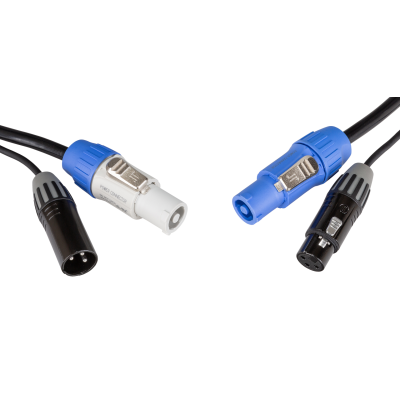 Hilec PC-COMBI-XLR3-1M5 Combi kabel met Seetronic XLR 3pin en Powercon compatibele connectoren - Lengte: 1,5m