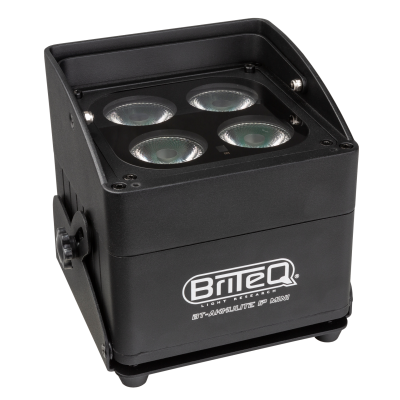 Briteq BT-AKKULITE IP MINI Kleine LED-projector voor buiten (IP65) op batterijen, gebaseerd op 4 stuks 10Watt RGBWA-LED's <p hidden>accu light</p>