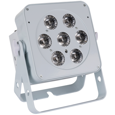 JB Systems LED PLANO 7FC-WHITE Un projecteur LED extrêmement compact à faible consommation électrique équipé de 7 LED 8W RVB et Blanc