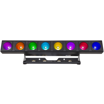 Briteq Powerpixel8-RGB Krachtige LED-projector voor gebruik binnenshuis, uitgerust met 8 stuks 30W COB RGB-LED’s.