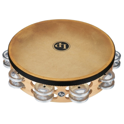 Latin Percussion LP LP384-BB Tambourine Pro 10in Double Row With Head 10" Brass/Bronze