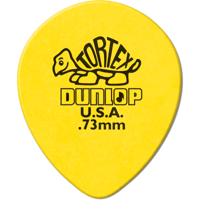 Dunlop 413R73 Tortex Teardrop, 72 sachet, Yellow, 0.73 mm