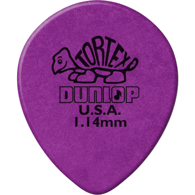 Dunlop 413R114 Tortex Teardrop, sachet of 72, Purple, 1.14 mm