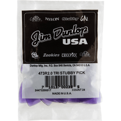 Dunlop 473R20 Tri Stubby, bag of 24, Light Purple, 2.00 mm