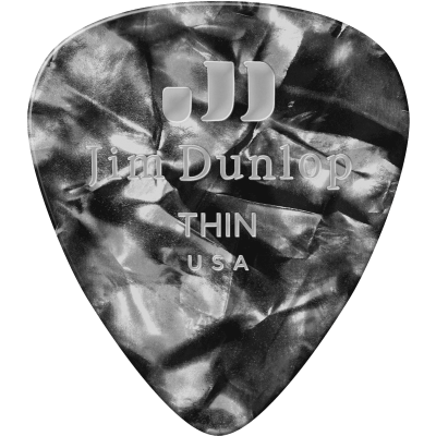 Dunlop 483R02TH Genuine Celluloid Black Pearloid Thin Sachet of 72