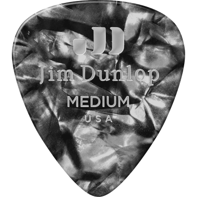 Dunlop 483R02M Genuine Celluloid Classic, sachet of 72, Perloid Black, Medium
