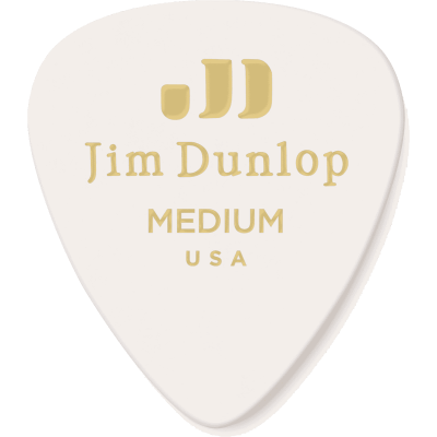 Dunlop 483P01M Genuine Celluloid Classic, Player's Pack of 12, White, Medium