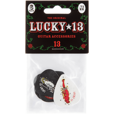 Dunlop L13BP73 Lucky 13 Series II, Player's Pack, 6, matching, 0.73 mm