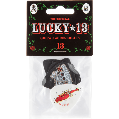 Dunlop L13BP10 Lucky 13 Series II, Player's Pack, 6, matching, 1.00 mm