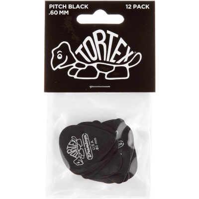 Dunlop 488P60 Tortex Pitch Black 0.60mm Sachet of 12