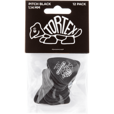 Dunlop 488P114 Tortex Pitch Black 1.14mm Sachet of 12