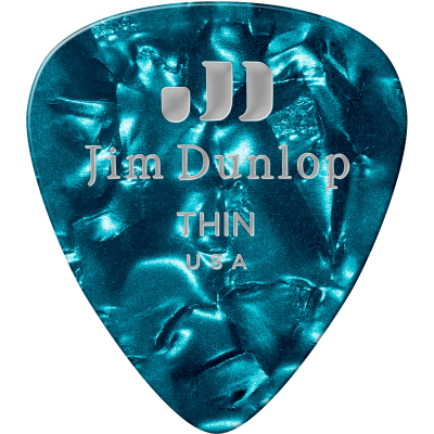 Dunlop 483P11TH Genuine Celluloid Classic, Player's Pack of 12, Turquoise, Thin