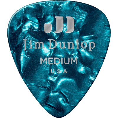 Dunlop 483P11M Genuine Celluloid Classic, Player's Pack of 12, Turquoise, Medium