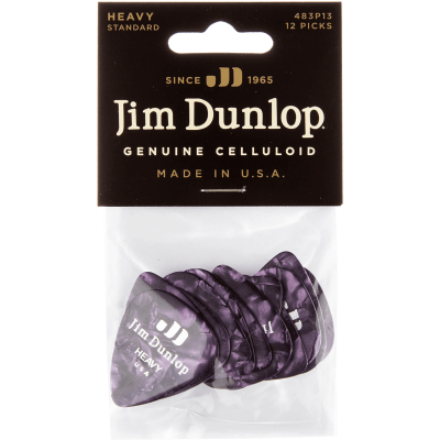 Dunlop 483P13HV pick Celluloid Purple Perloid Heavy Sachet of 12