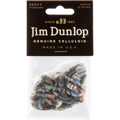 Dunlop 483P14HV pick Celluloid Abalone Heavy Sachet of 12