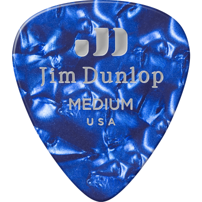 Dunlop 483R10M Genuine Celluloid Classic, sachet of 72, Perloid Blue, Medium