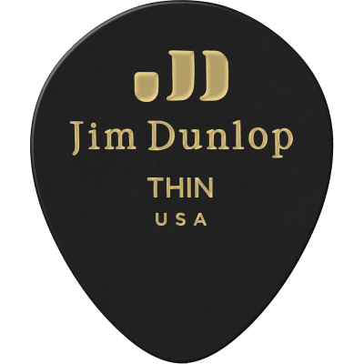 Dunlop 485R03TH Genuine Celluloid Teardrop, 72 sachet, black, think