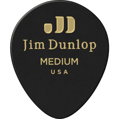 Dunlop 485R03MD Genuine Celluloid Teardrop, sachet of 72, black, medium