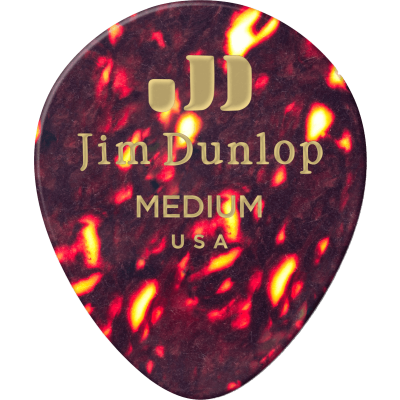 Dunlop 485R05MD Genuine Celluloid Teardrop, Sachet of 72, Shell, Medium