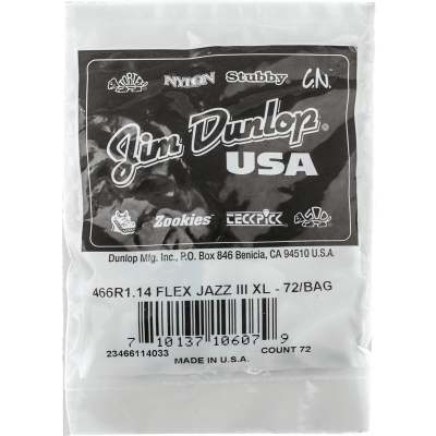 Dunlop 466R114 Tortex Flex Jazz III XL 1.14mm Sachet of 72