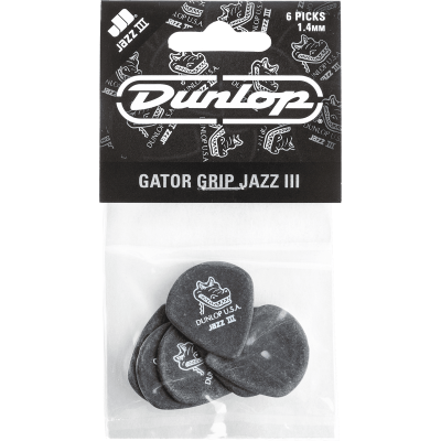 Dunlop 571P140 Gator Grip Jazz III 1.4mm, Player's Pack of 6