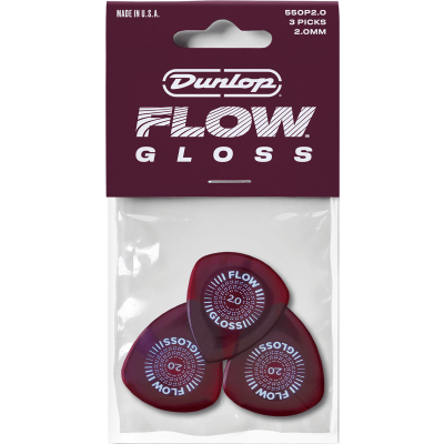 Dunlop 550P200 Flow Gloss 2 mm, Player's Pack of 3
