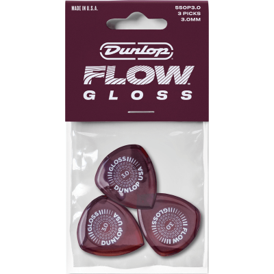 Dunlop 550P300 Flow Gloss 3 mm, Player's Pack of 3