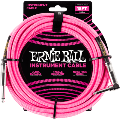 Ernie Ball 6083 Cables Instrument sheath woven jack/jack sewn 5.5m pink