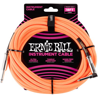 Ernie Ball 6084 Cables Instrument sheath woven jack/jack sewn 5.5m orange