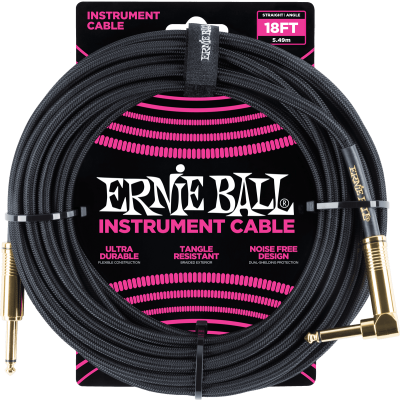 Ernie Ball 6086 Cables Instrument sheath woven jack/jack sewn 5.5m black