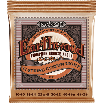 Ernie Ball 2152 Earthwood strings Phosphorus Bronze Custom Light/12 Cordes 10-48