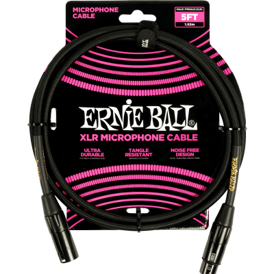 Ernie Ball 6390 Microphone cables woven sheath xlr male/xlr fem 1.5m black