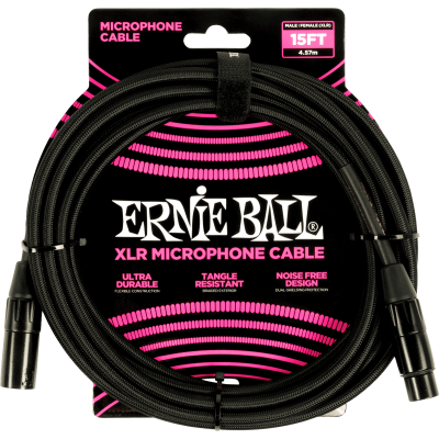 Ernie Ball 6391 Microphone cables woven sheath xlr male/xlr fem 4.5m black
